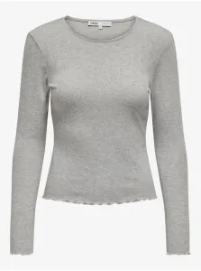 Light grey women's striped basic T-shirt ONLY Carlotta - Women #8966999
