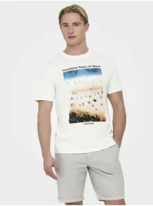 Men's cream T-shirt ONLY & SONS Kolton - Men #9357586