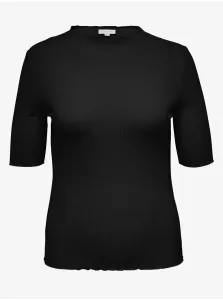 Black Women's Ribbed T-Shirt ONLY CARMAKOMA Ally - Women #5542899