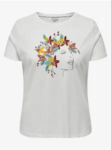 White Women's T-Shirt ONLY CARMAKOMA Calandra - Women #6746640