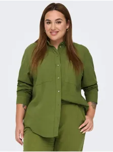 Green Ladies Linen Shirt ONLY CARMAKOMA Caro - Ladies #6679694