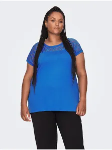 Blue Women's T-shirt with lace ONLY CARMAKOMA Flake - Women