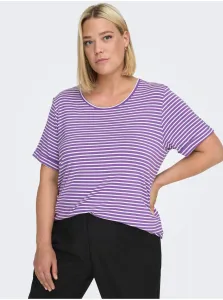 Purple Women's Striped T-Shirt ONLY CARMAKOMA Nanna - Women #6845964