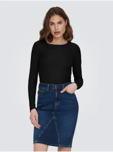 Čierne dámske rebrované tričko s dlhým rukávom ONLY Emma #7272026
