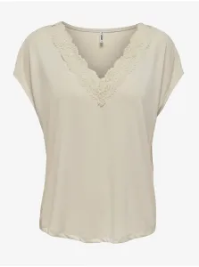 Beige Women's T-shirt with lace ONLY Free - Women #6746646