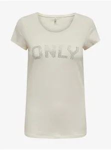 Cream women's T-shirt ONLY Helena - Women #7051755