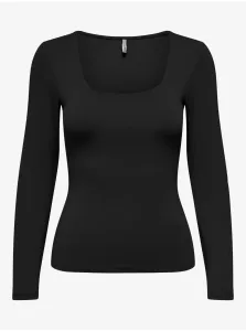 Black Womens Basic Long Sleeve T-Shirt ONLY Lea - Women #7272016