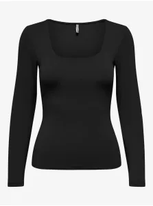 Black Womens Basic Long Sleeve T-Shirt ONLY Lea - Women #7272015