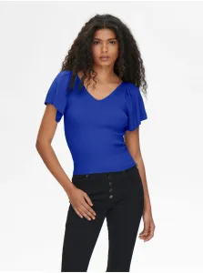 Dark blue women's ribbed T-shirt ONLY Leelo - Women #4916523