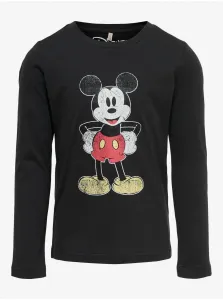 Čierne dievčenské tričko s dlhým rukávom ONLY Mickey #651233
