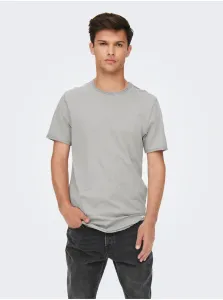 Svetlošedé melírované basic tričko ONLY & SONS Benne #641819