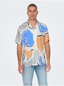 Krémová pánska vzorovaná košeľa s krátkym rukávom ONLY & SONS Dab #6852177