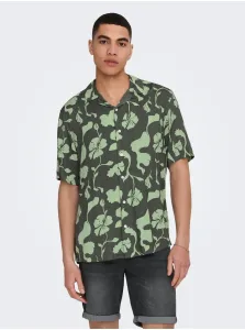 Zelená pánska vzorovaná košeľa s krátkym rukávom ONLY & SONS Dash #6703724