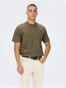 Brown basic T-shirt ONLY & SONS Fred - Men #636910