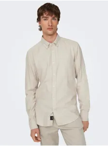 Krémová pánska košeľa ONLY & SONS Gudmund #8099635