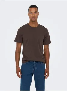 Dark brown men's basic T-shirt ONLY & SONS Matt - Men #7143262