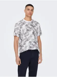 White Mens Patterned T-Shirt ONLY & SONS Perry - Men #5543713