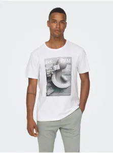 White Men's T-Shirt ONLY & SONS Todd - Men #7260715
