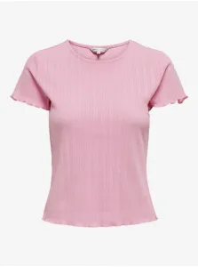 Pink women's ribbed T-shirt ONLY Carlotta - Women