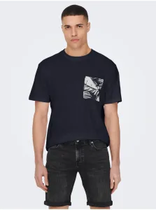 Dark blue men's T-shirt ONLY & SONS Perry - Men