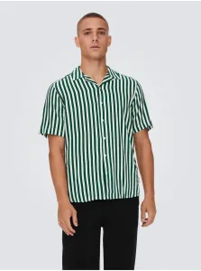 White-green Men's Striped Short Sleeve Shirt ONLY & SONS W - Men's #9498848