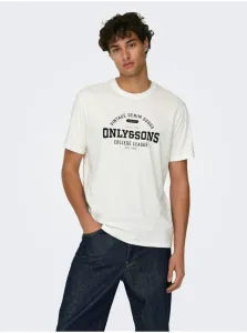 White Men's T-Shirt ONLY & SONS Lenny Life - Men #8955244