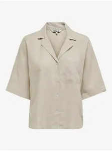 Women's cream shirt with linen blend ONLY Tokyo - Women