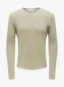 Bavlnený sveter Only & Sons pánsky, béžová farba, #197065