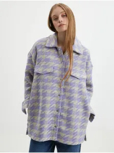 Béžovo-fialová kockovaná košeľová bunda ONLY Johanna #211621