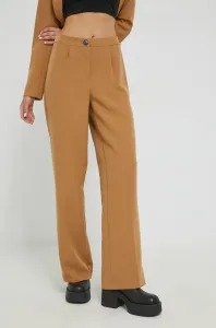 Nohavice Only dámske, béžová farba, široké, vysoký pás #8804102