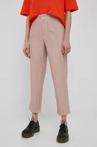 Nohavice Only dámske, ružová farba, rovné, stredne vysoký pás #211650