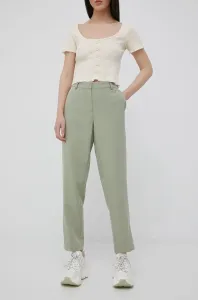 Nohavice Only dámske, zelená farba, rovné, stredne vysoký pás