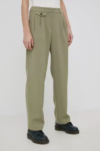 Nohavice Only dámske, zelená farba, rovné, vysoký pás #200179