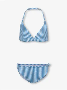 Modré dievčenské dvojdielne pruhované plavky ONLY Kitty #6850362