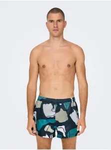 Dark blue mens patterned swimwear ONLY & SONS Todd - Men #6857164