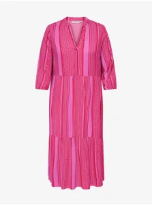 Ružové dámske pruhované košeľové maxišaty ONLY CARMAKOMA Marrakesh #6851713