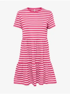 Dark pink ladies striped dress ONLY May - Women #6667106