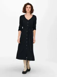 Čierne dámske košeľové midi šaty so zaväzovaním ONLY Prime #720666