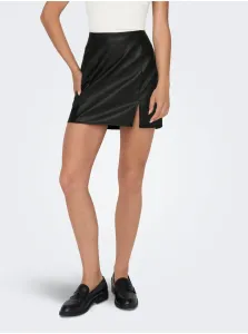 Black Women's Mini Leatherette Skirt ONLY Leni - Women #7658896