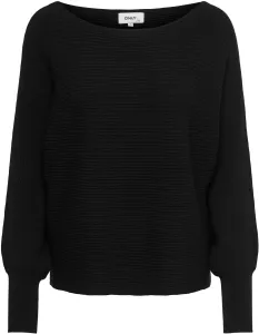 Čierny dámsky rebrovaný sveter s netopierimi rukávmi ONLY Adaline #4581625