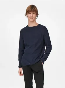 Bavlnený sveter Only & Sons pánsky, tmavomodrá farba, #706388