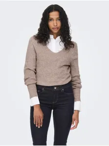 Béžový dámsky melírovaný sveter ONLY Atia #7506278