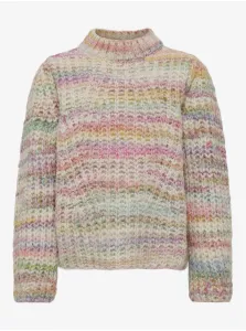 Ružovo-béžový dievčenský vzorovaný sveter ONLY Carma #7390017