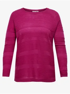 Dark pink women's ribbed sweater ONLY CARMAKOMA Airplain - Ladies #7189498