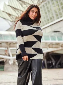 Beige-black patterned sweater ONLY CARMAKOMA Kash - Women
