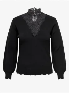 Čierny dámsky sveter s čipkou ONLY CARMAKOMA Rebecca - ženy #8235918