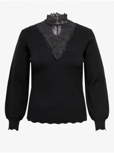 Čierny dámsky sveter s čipkou ONLY CARMAKOMA Rebecca - ženy