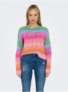 Green-pink womens patterned sweater ONLY Gita - Women #7780186