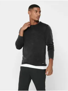 Black men's sweater with embroidered effect ONLY & SONS Garson - Men