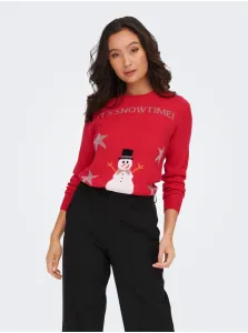 Red Women's Sweater with Christmas motif ONLY Xmas Happy - Women